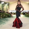 Lala Anthony wore sheer black dress with red skirt to Met Gala.