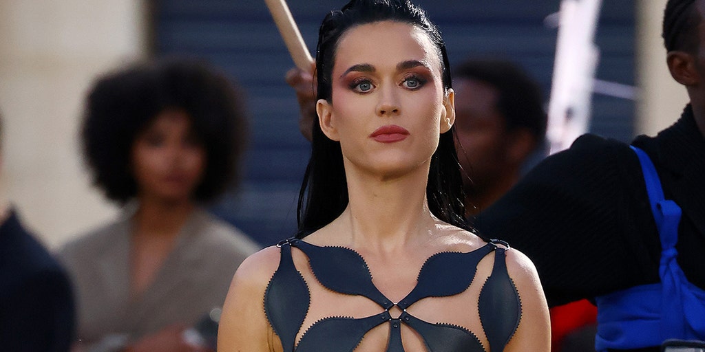 Leather Katy Perry - Katy Perry goes nearly naked wearing cut-out black dress in Paris | Fox News