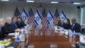 Defense Secretary Lloyd Austin, right, and Israeli Defense Minister Yoav Gallant, second from left, sit down for a meeting at the Pentagon in Washington, Tuesday, June 25, 2024. (AP Photo/Susan Walsh)
