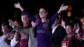 President-elect Claudia Sheinbaum waves to supporters at the Zocalo, Mexico City's main square, after the National Electoral Institute announced she held an irreversible lead in the election on Monday, June 3.