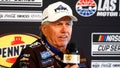 NHRA legend John Force speaks with members of the media before the Pennzoil 400 presented by Jiffy Lube NASCAR Cup Series race on March 3, 2024, at Las Vegas Motor Speedway in Las Vegas, NV.