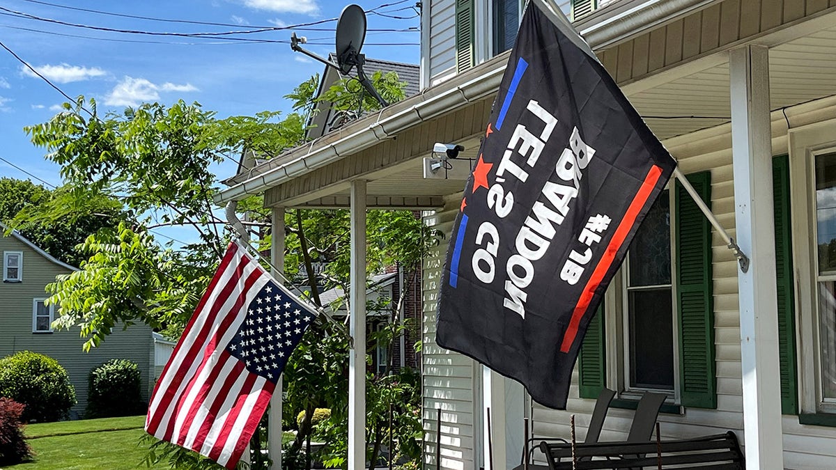 Upside down American flag outside Pennsylvania home