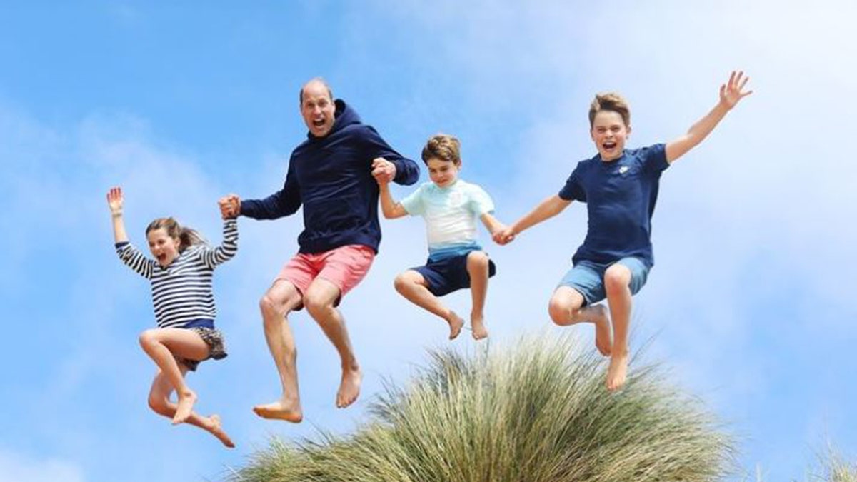 Prince William jumps with his three children