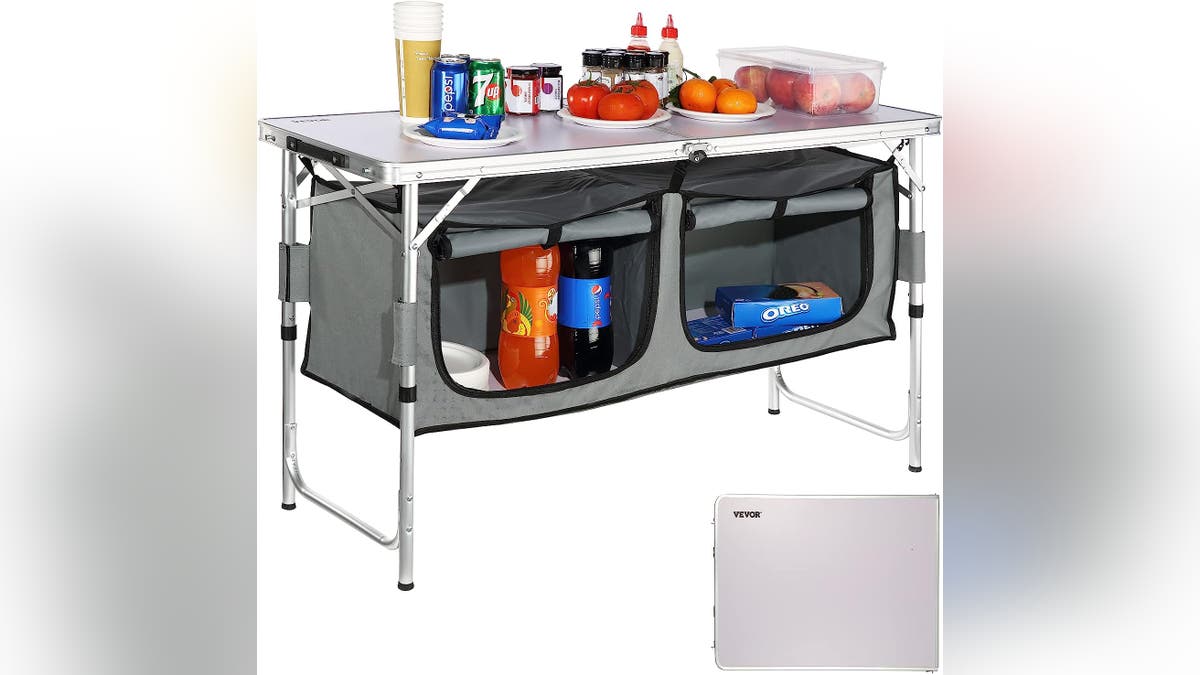 Turn your campsite into a kitchen, complete with storage. 
