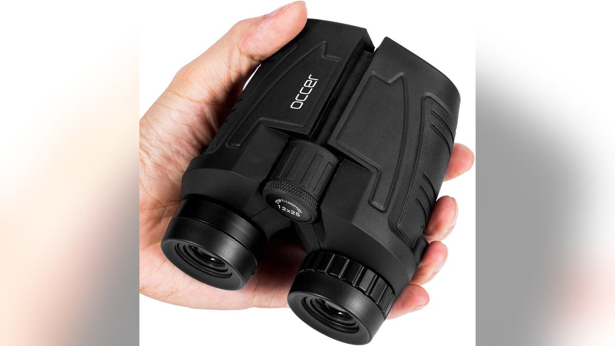 Binoculars help show you birds far away. 