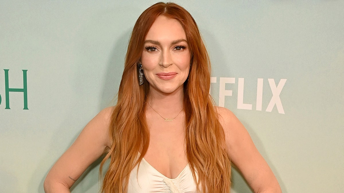 Lindsay Lohan na estreia de "Desejo Irlandês" em 2024.