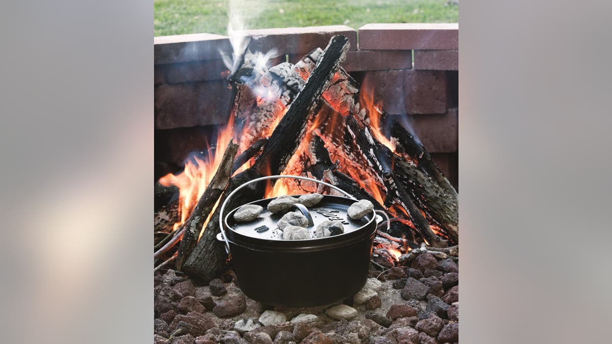 Cook right over the fire with a Dutch oven. 