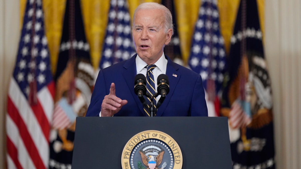 President Biden speaks about his executive order in the East Room of the White House in Washington, DC, Tuesday, June 4, 2024.