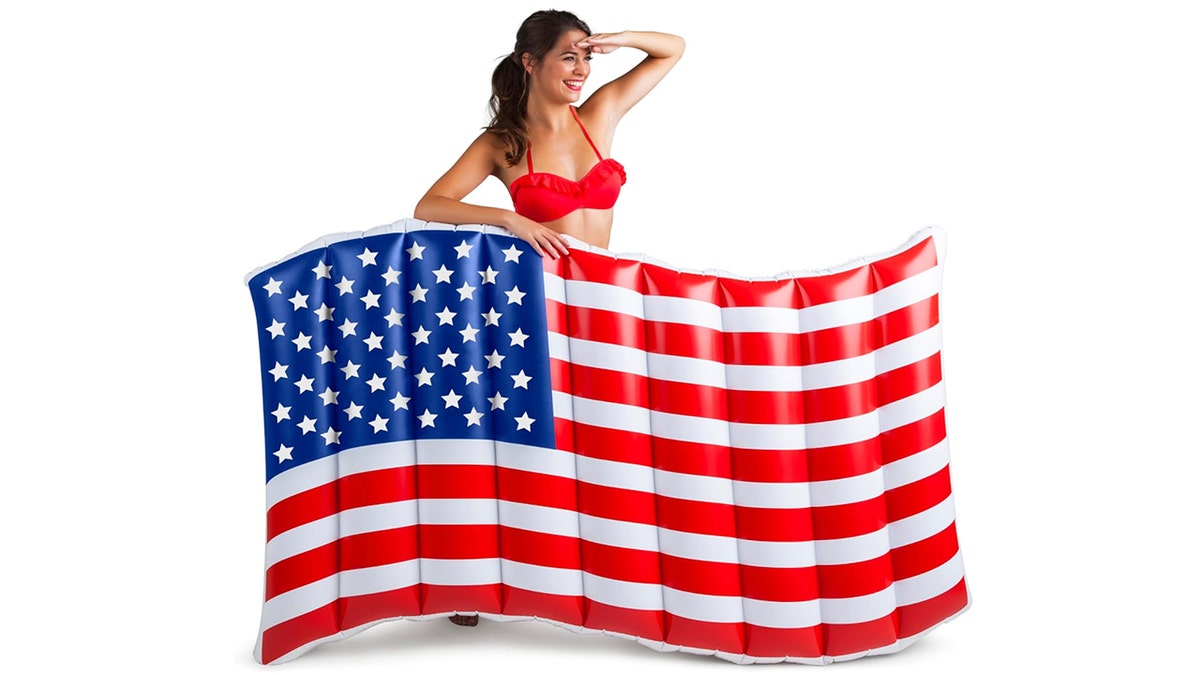 Piscina flutuante com bandeira americana-Amazon