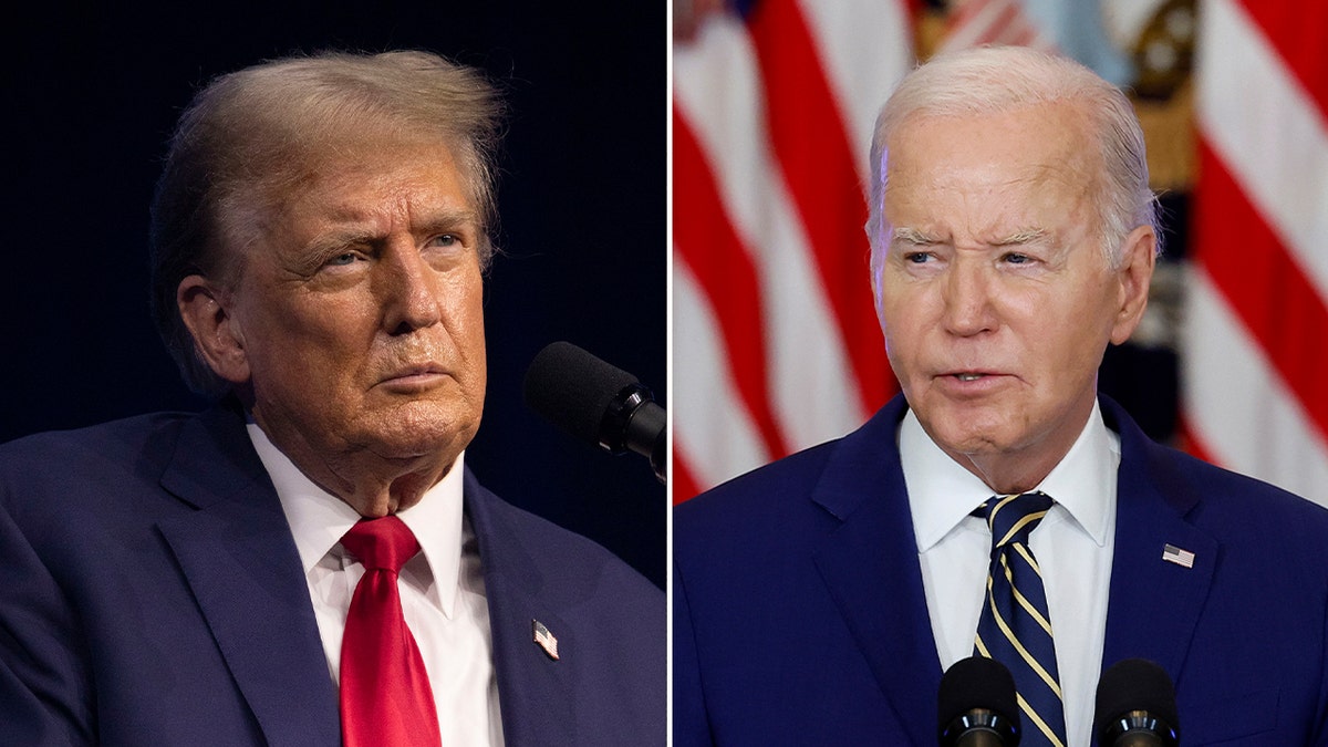 Trump and Biden in left-right photo split