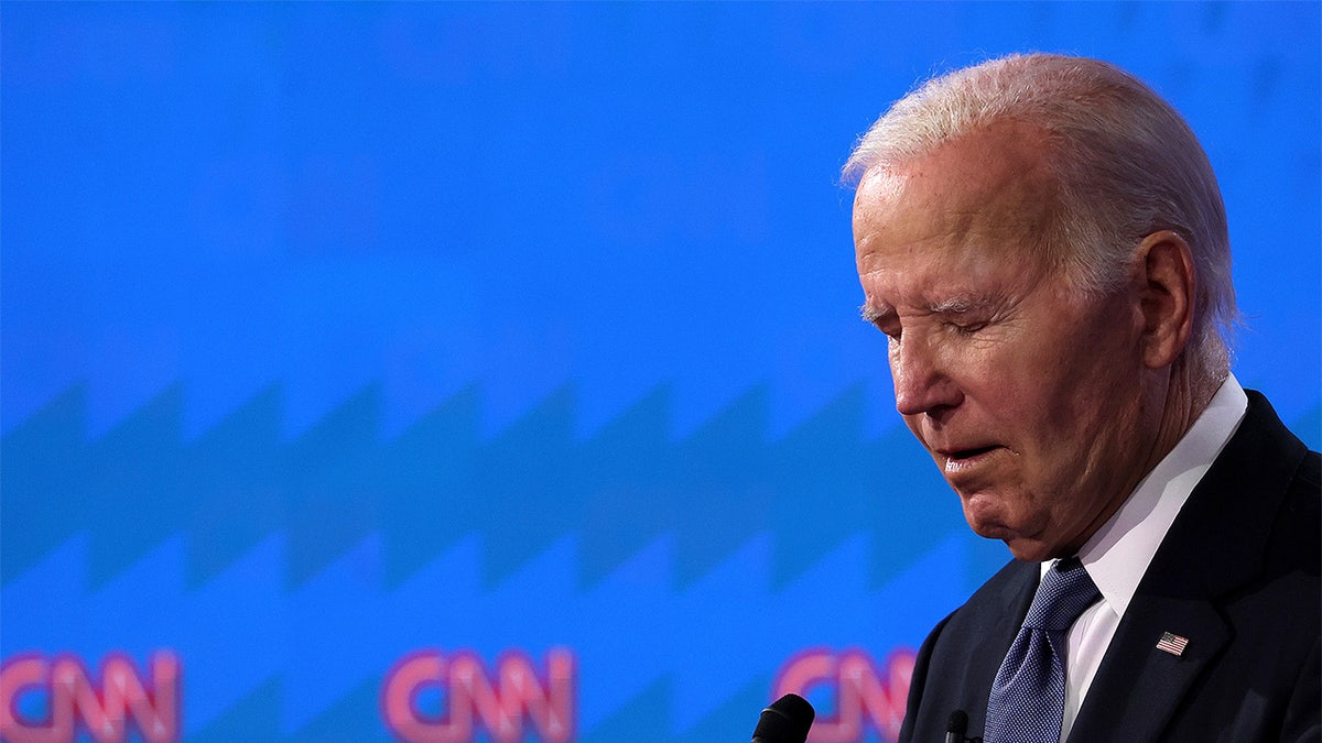 Joe Biden grimacing in closeup shot from CNN debate
