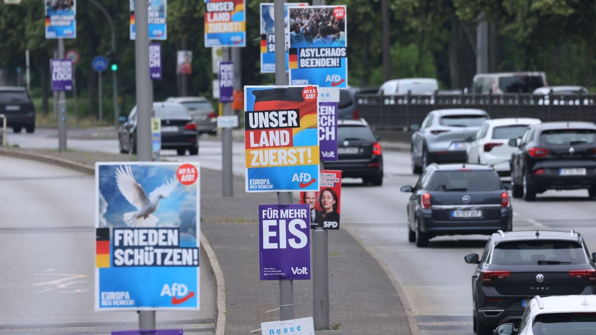 Election posters Germany on a road