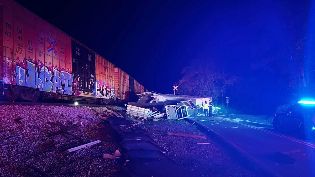 Train truck crash in GA wide scene