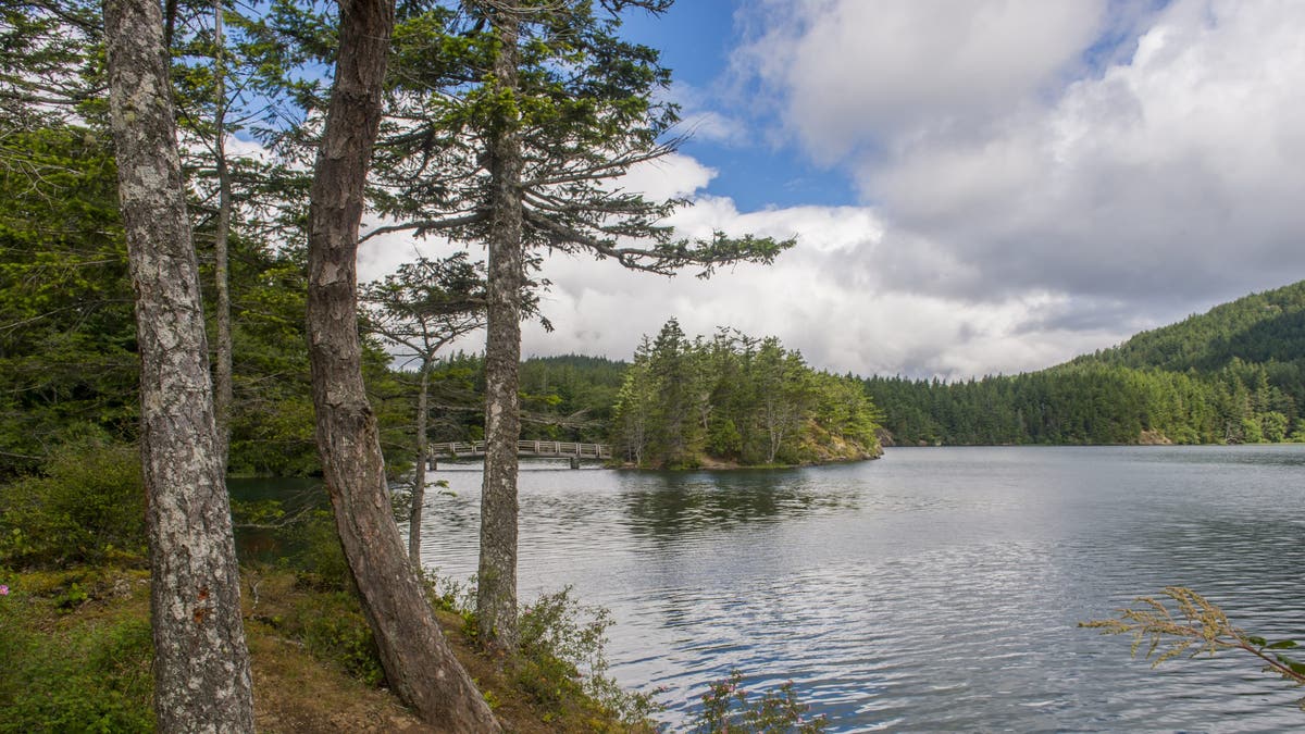 View of Cascade Lake in Moran State Park on Orcas Island in the San Juan Islands in Washington State