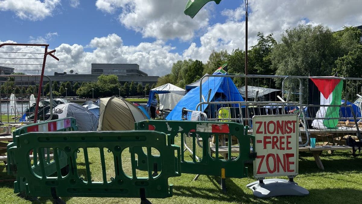 Anti-Israel encampment in Dublin.