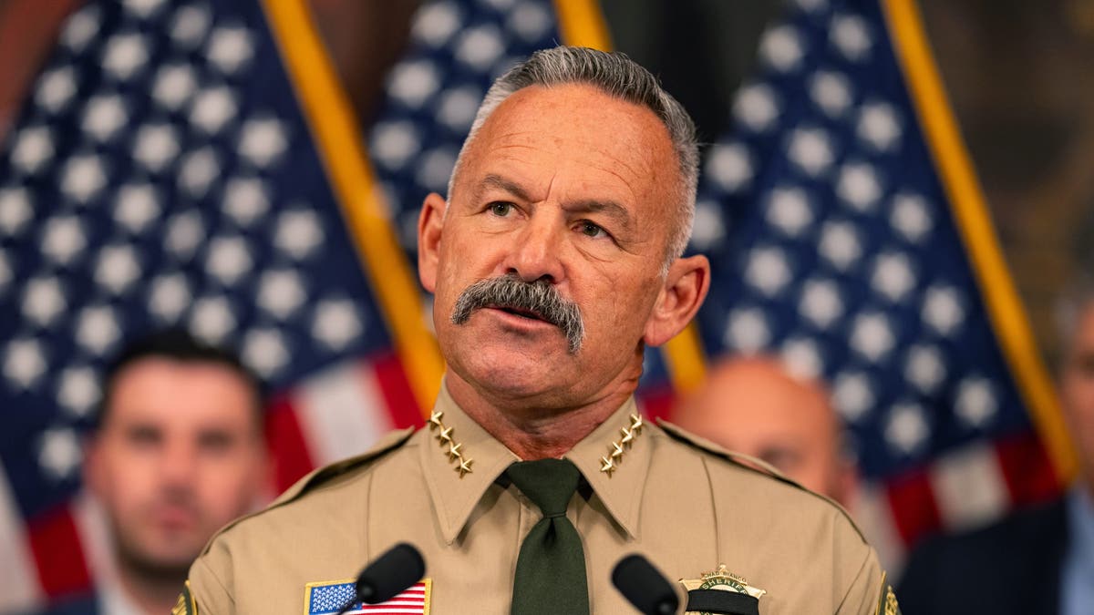 Riverside County Sheriff Chad Bianco speaks during a news conference at the U.S. Capitol on May 15, 2024.