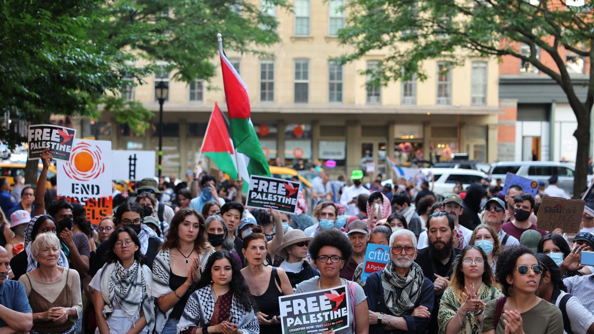 "free palestine" protest in New York City in June 2024