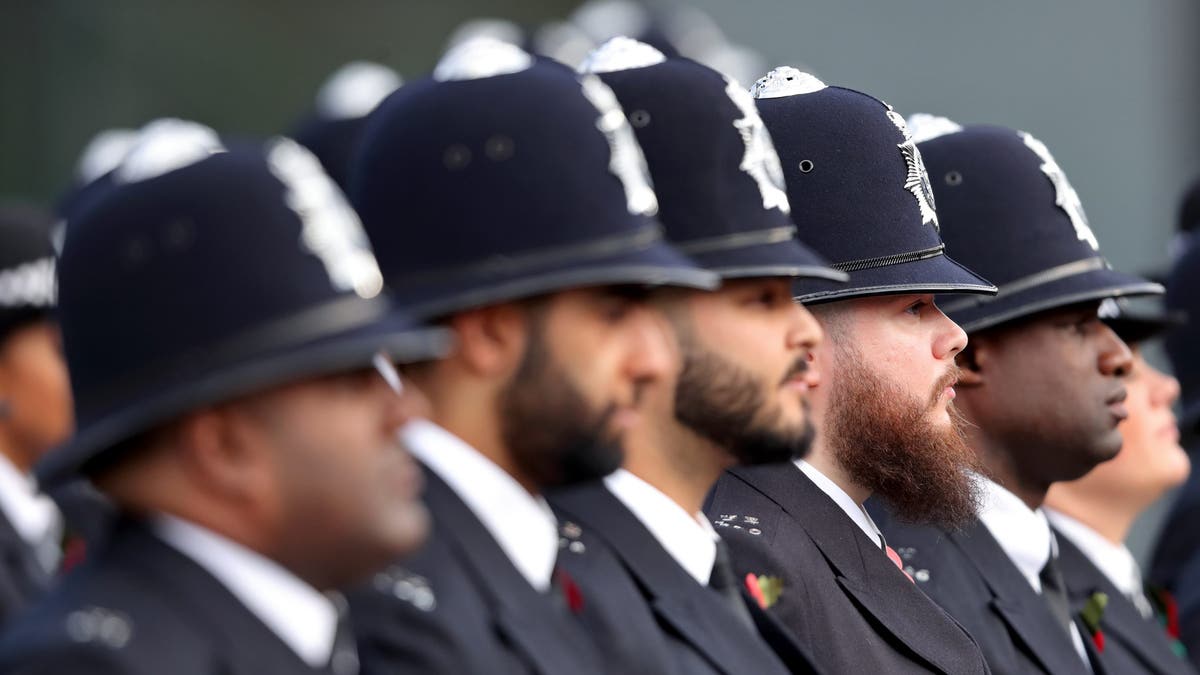 Graduating officers take part in the parade for new recruits at the Metropolitan Police Service Training College on Nov. 3, 2017, in London. (Max Mumby/Indigo/Getty Images)