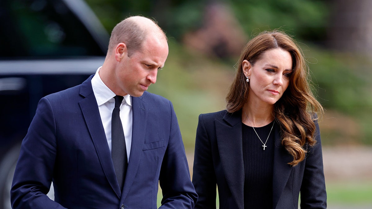 Prince William and Kate Middleton looking downcast