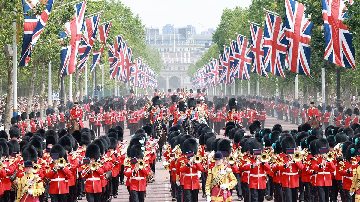 An aerial view of Trooping the Colour
