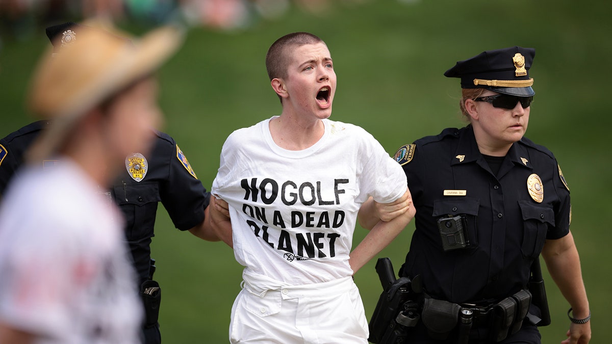 Protester arrested at Travelers Championship