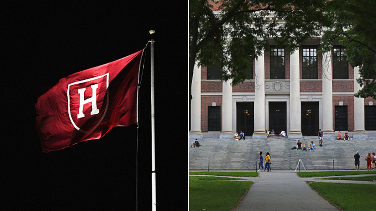 Harvard Flag and Harvard University split image