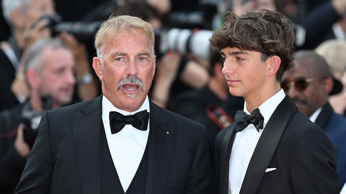 Kevin Costner and Hayes Costner arrive at Cannes premiere
