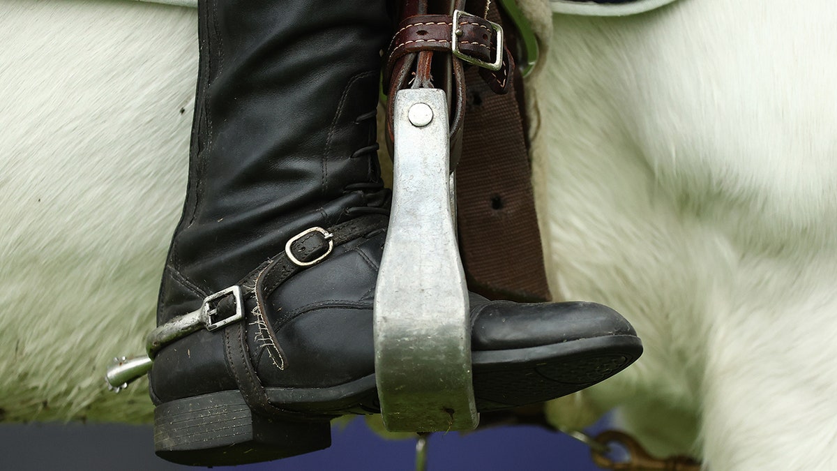 Horse rider's boot in stirrups