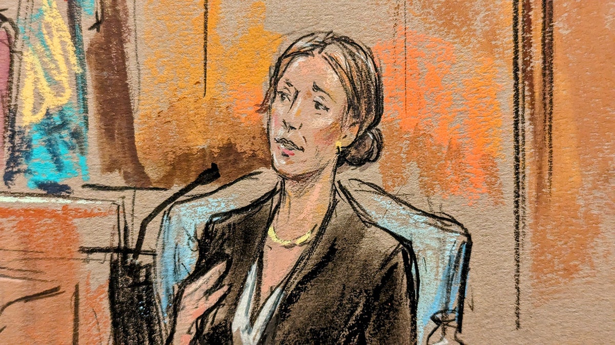 A court sketch depicts Hallie Biden testifying on the stand during Hunter Biden’s trial