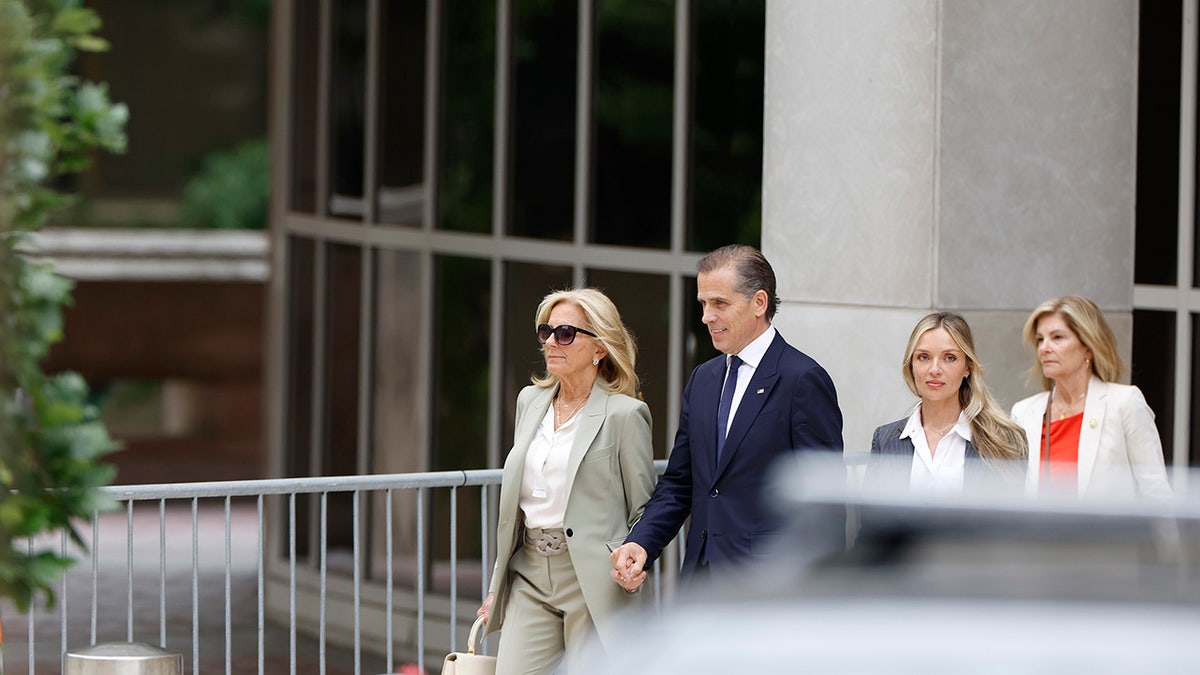 Hunter Biden, Jill Biden and Melissa Cohen Biden leave federal court.