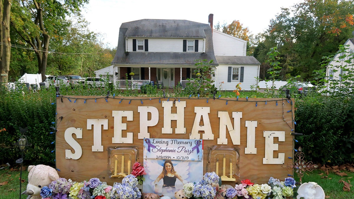 Tributes for Stephanie Parze outside her family home.
