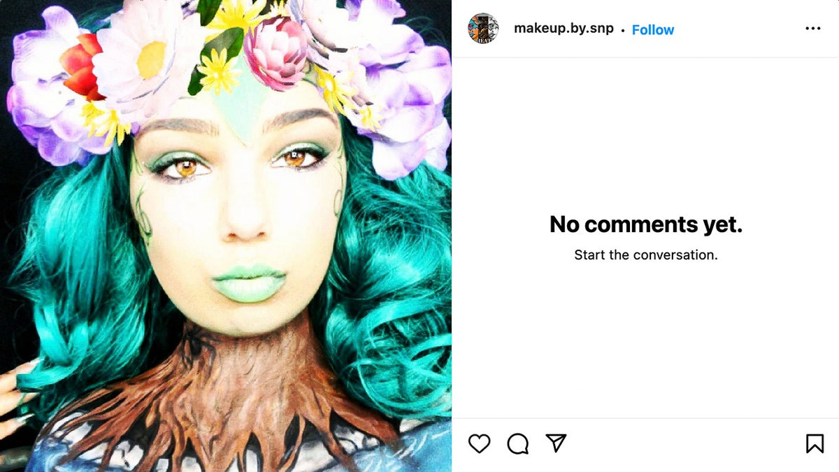 A screenshot of Stephanie Parze's social media page as an Instagram makeup artist.