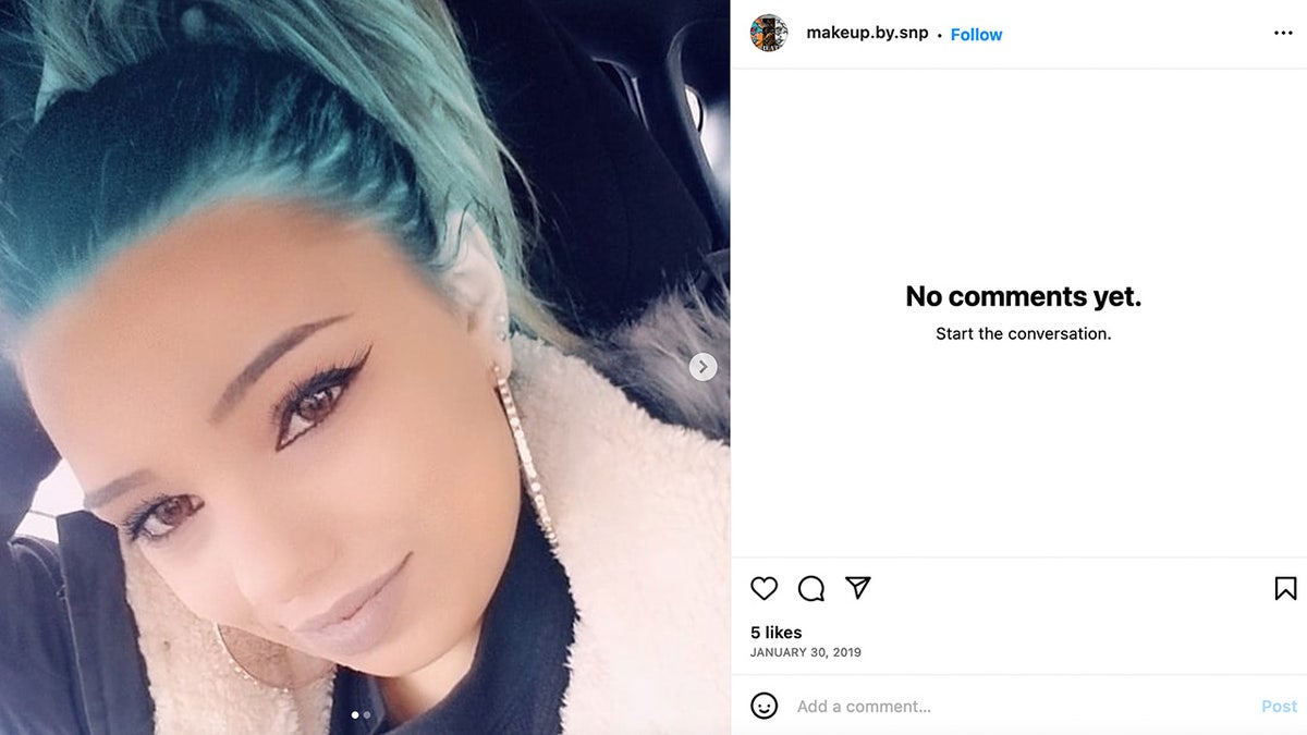 A screenshot from Stephanie Parze's Instagram showing off her blue hair.