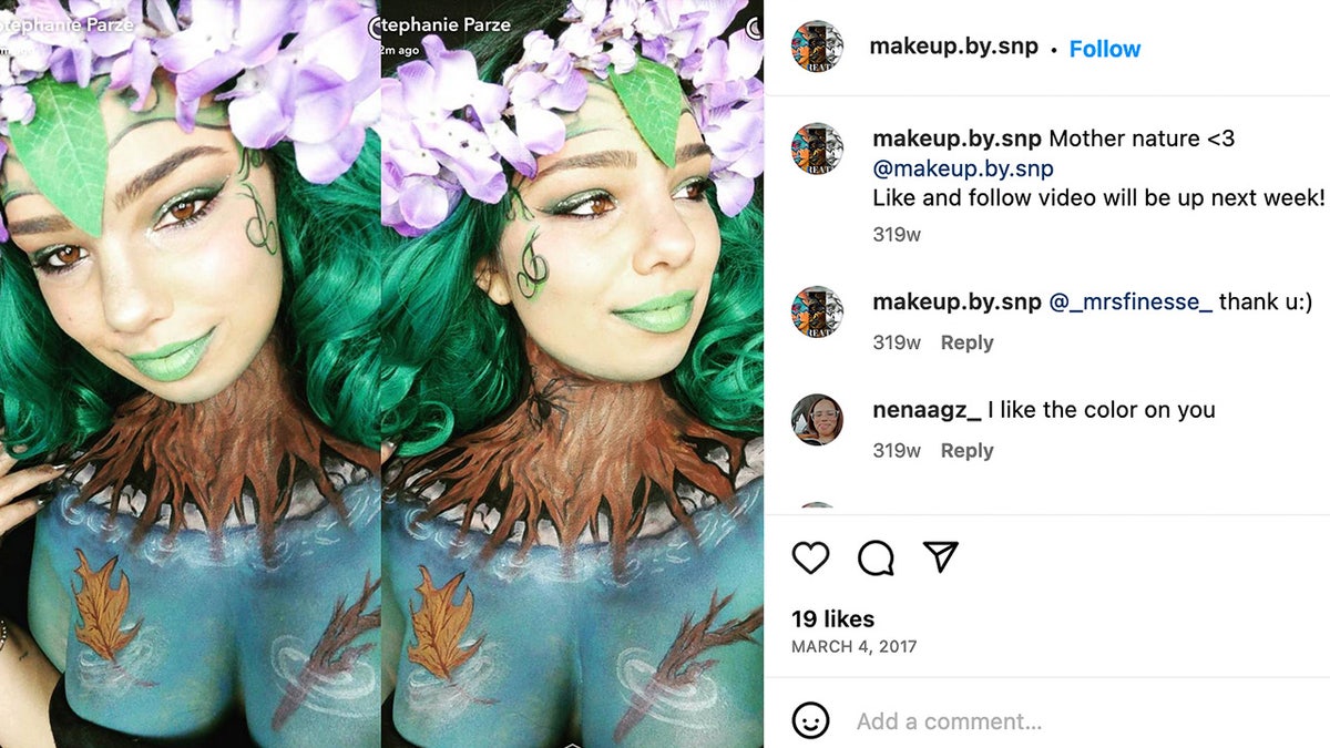A screenshot from Stephanie Parze's Instagram showing off her makeup skills.