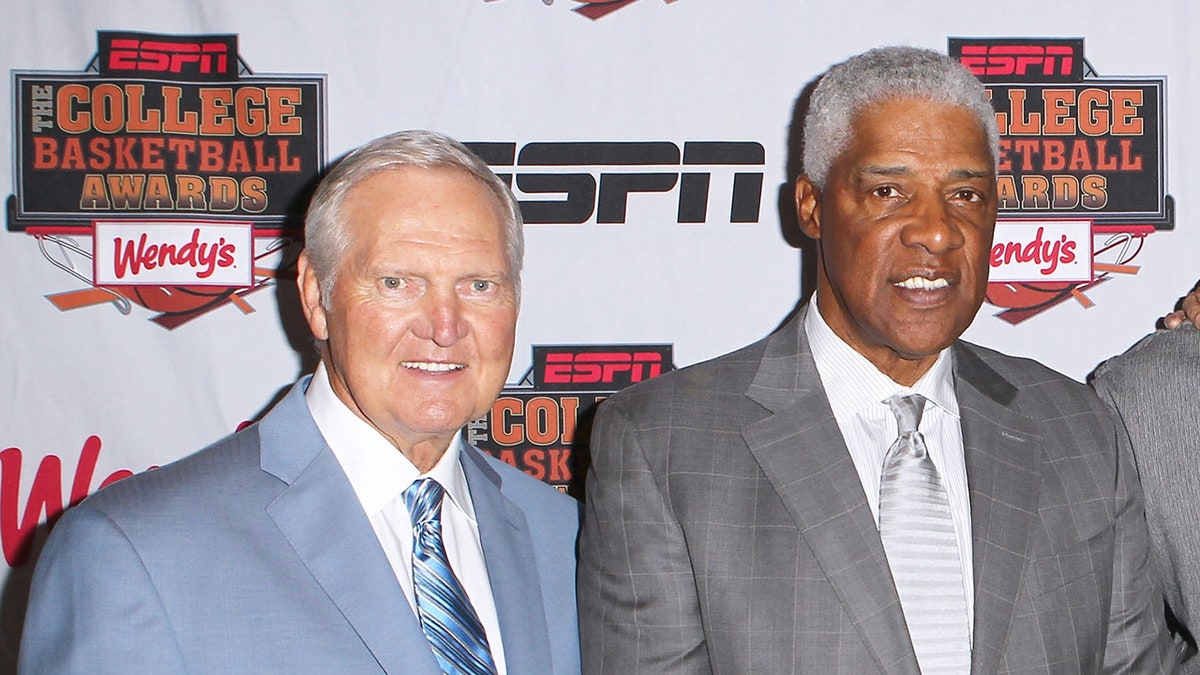 Jerry West and Julius Erving on red carpet