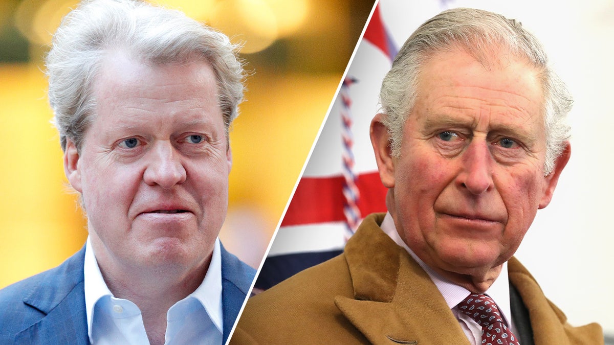 A split side by side image of Charles Spencer and King Charles III