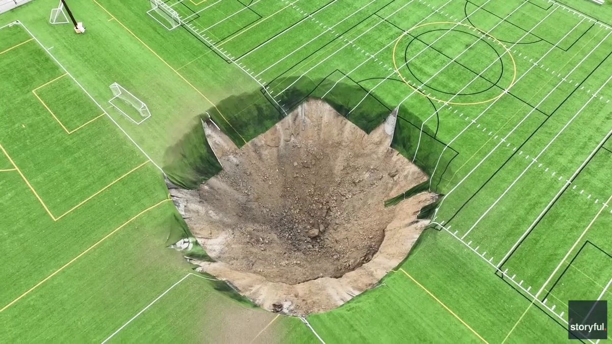 Massive Sinkhole Collapses Soccer Field At Illinois Park | Fox News