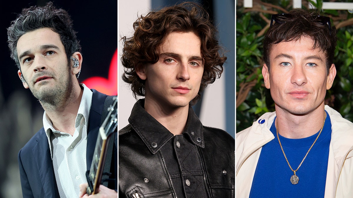 Side by side photos of Matty Healy, Timothee Chalamet and Barry Keoghan