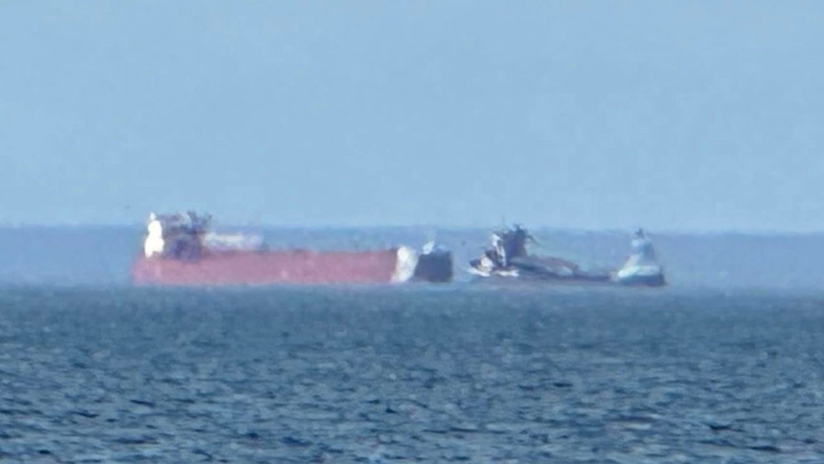The ship taking on water
