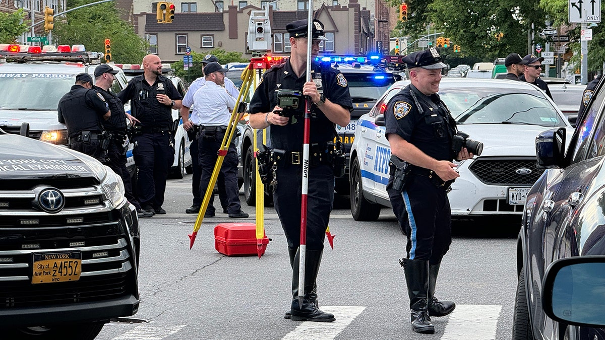 NYPD on the street at a deadly traffic accident