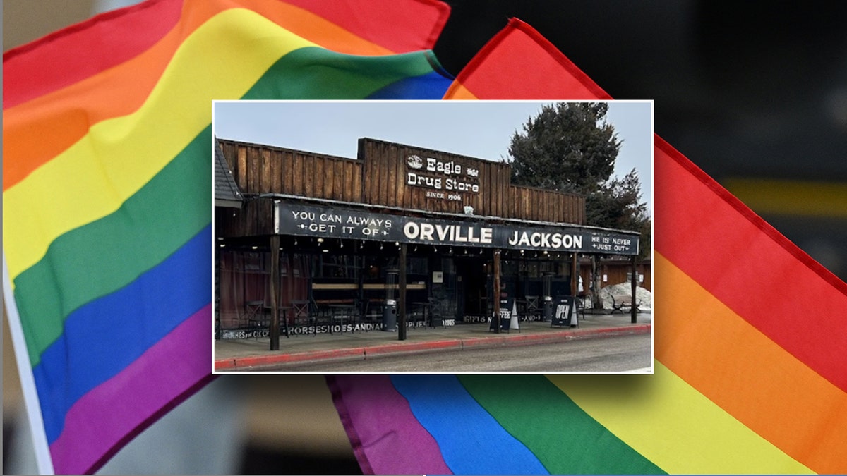 Old State Saloon outside a Pride flag
