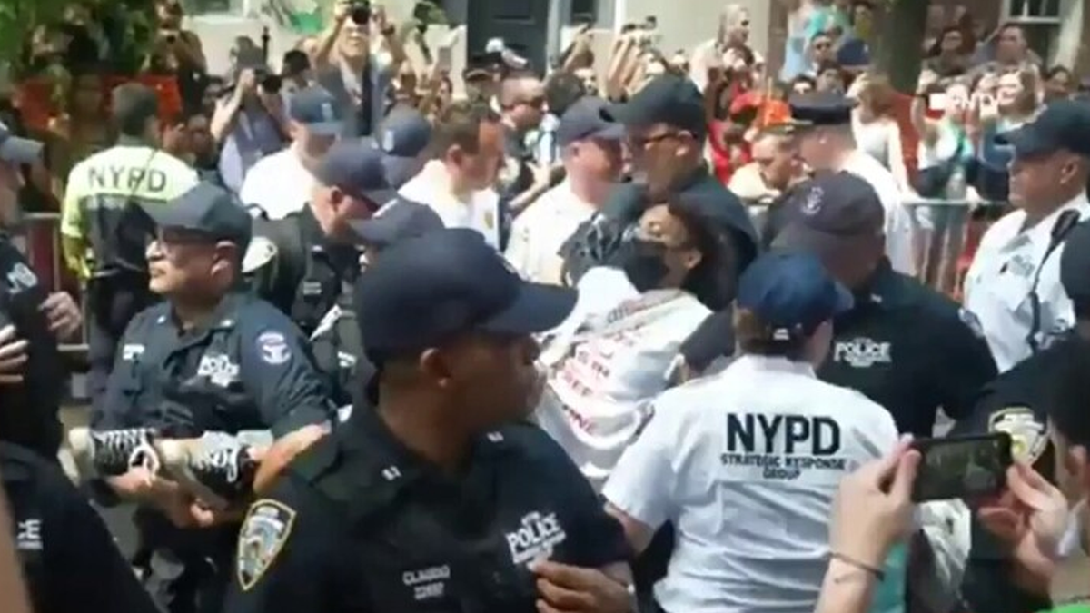 Protests at NYC Pride parade 