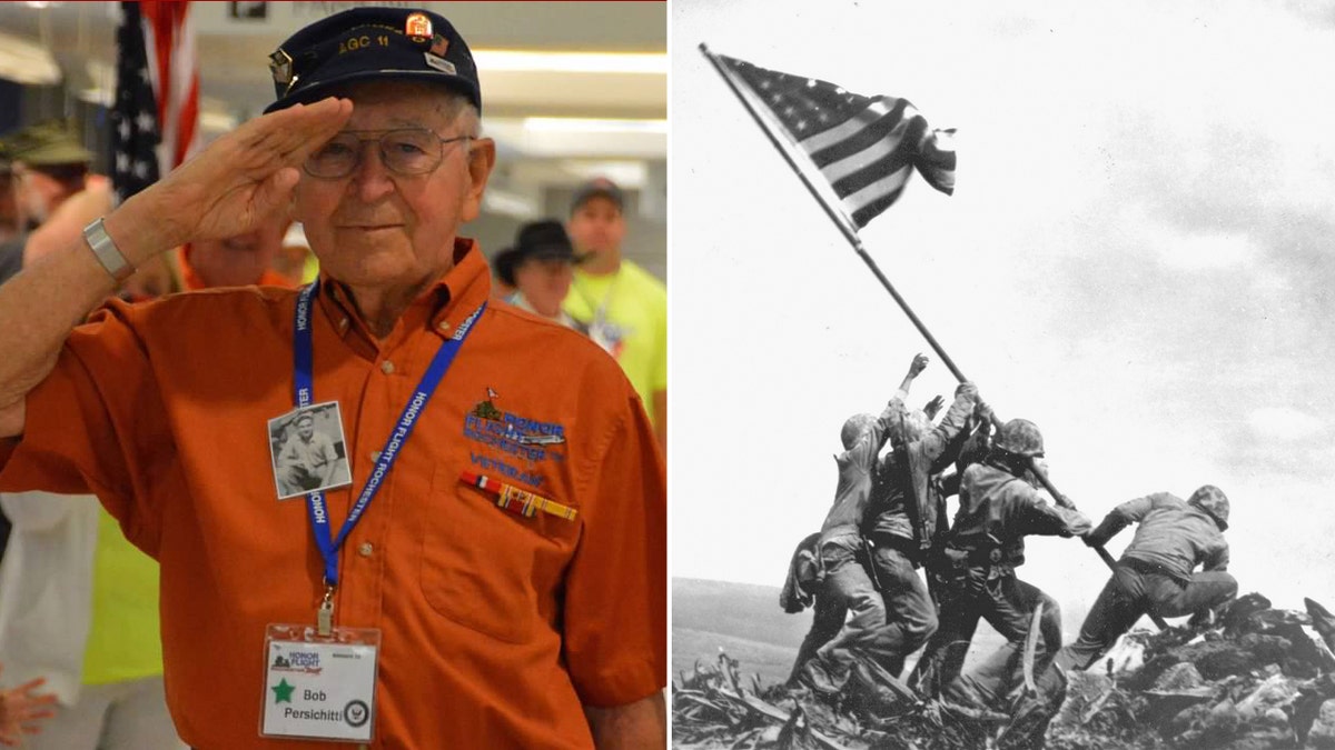 Robert 'Al' Persichitti and Iwo Jima raise the divided flag