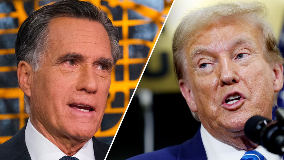 Mitt Romney, Donald Trump photo split, left to right