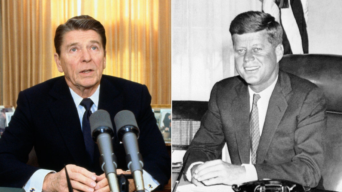 left: Ronald Reagan; right: John F. Kennedy