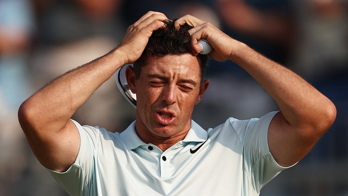 Rory McIlroy reacts