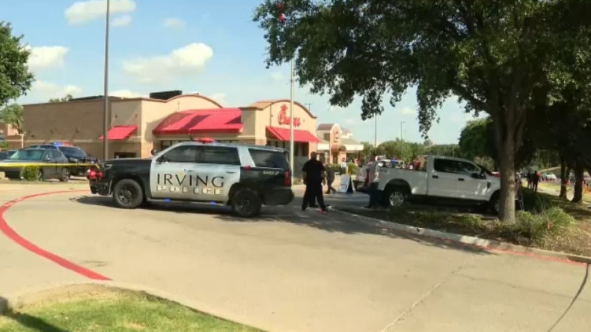 Texas police car near Chick-fil-A