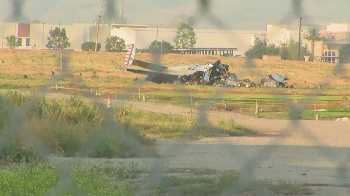 Scene of fatal plane crash in Chino
