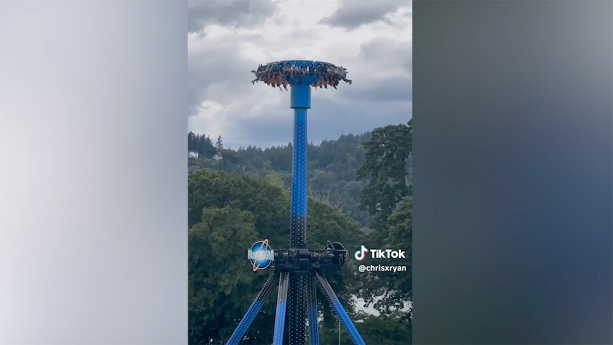 The riders were seen hanging upside down vertically at the Portland, Oregon amusement park.