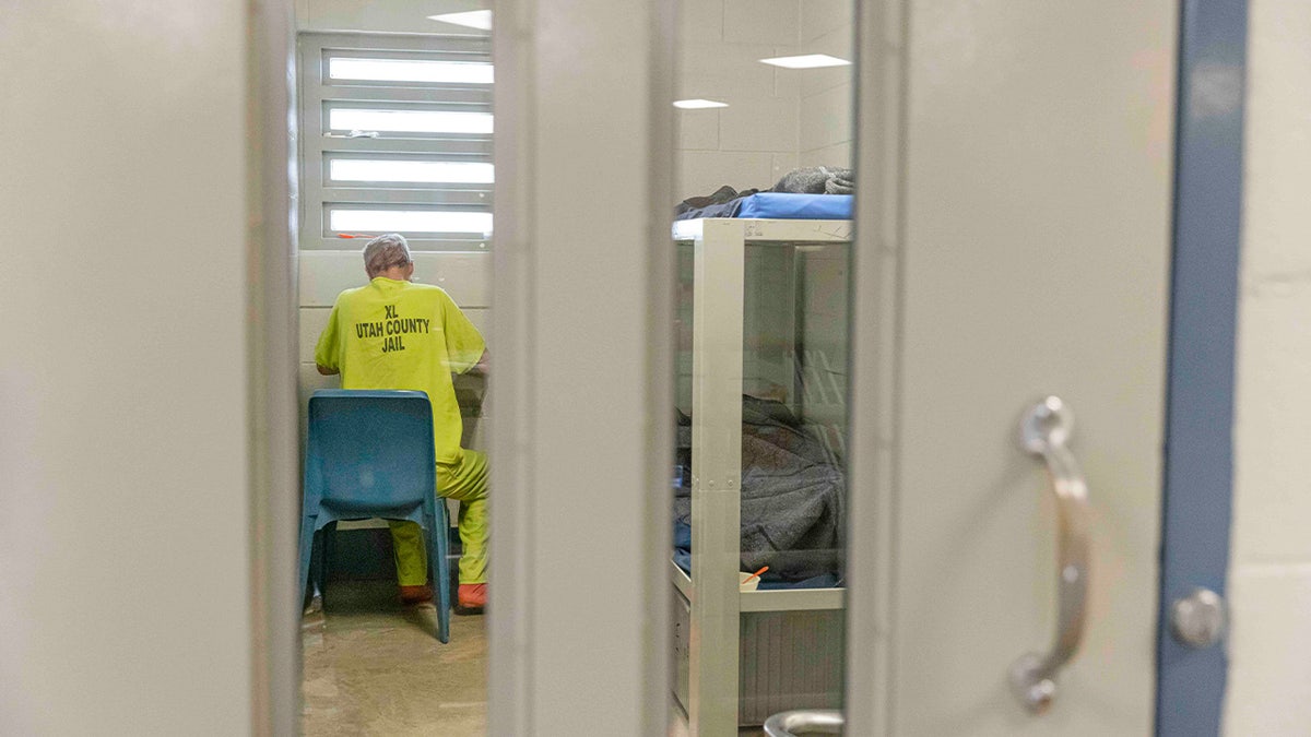 Inmate in prison cell